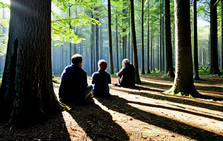 숲 테라피와 사회적 연대감 - Forest Therapy Session**

A group of fully clothed adults in modest, comfortable clothing, participa...