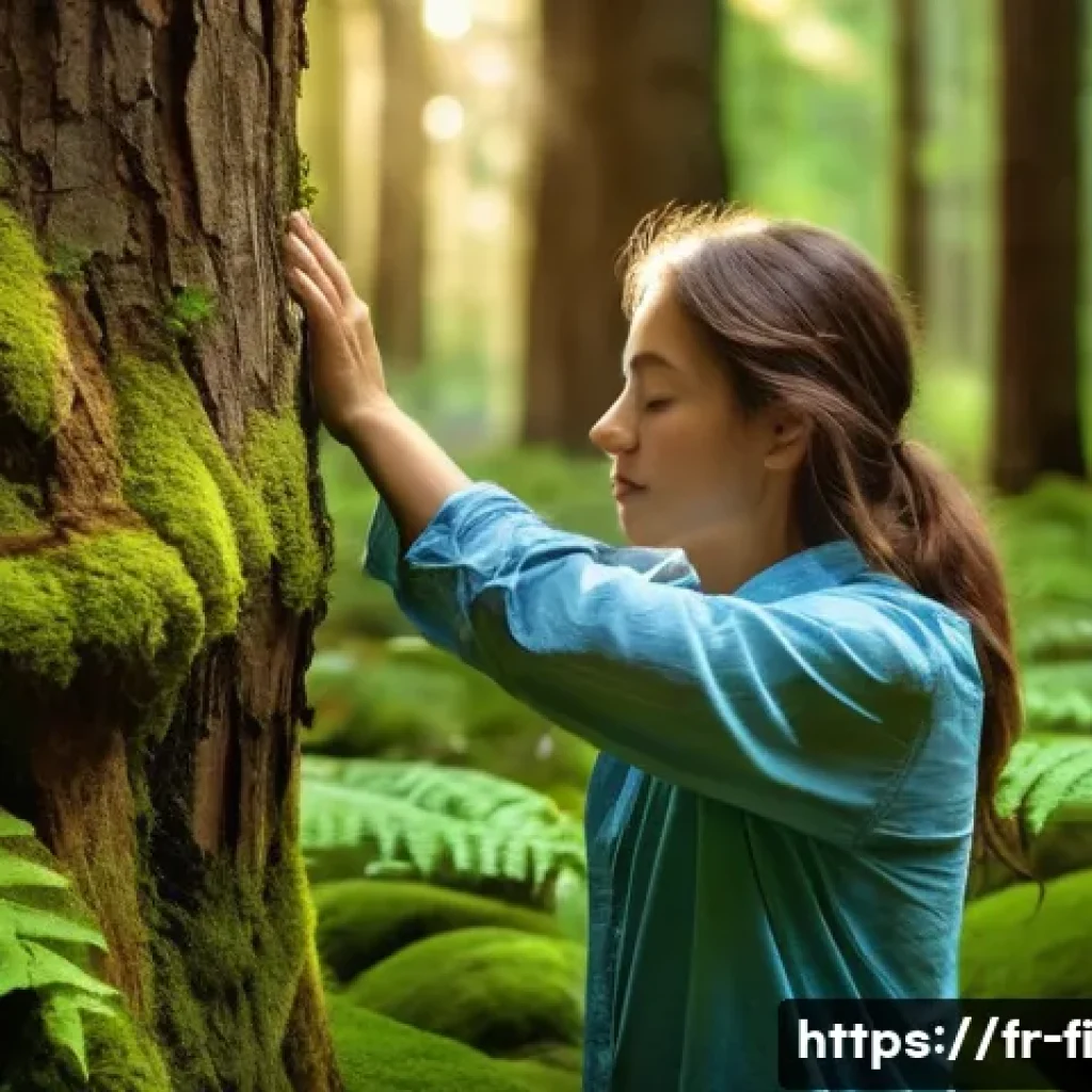 숲 테라피와 마인드풀니스 - **Deep Forest Connection**
    "A solitary person, approximately 30-40 years old, wearing comfortabl...