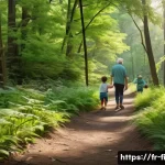 Home 20 숲 테라피와 보행의 중요성 - A serene forest path bathed in soft afternoon light filtering through lush green leaves, featuring a...